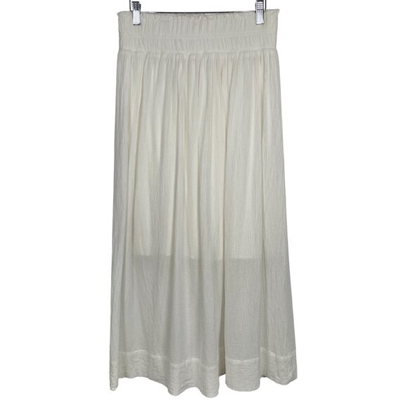 P cill Inherit Clothing Company Classic White Textured Cotton Lined Midi Skirt M - Picture 9 of 16